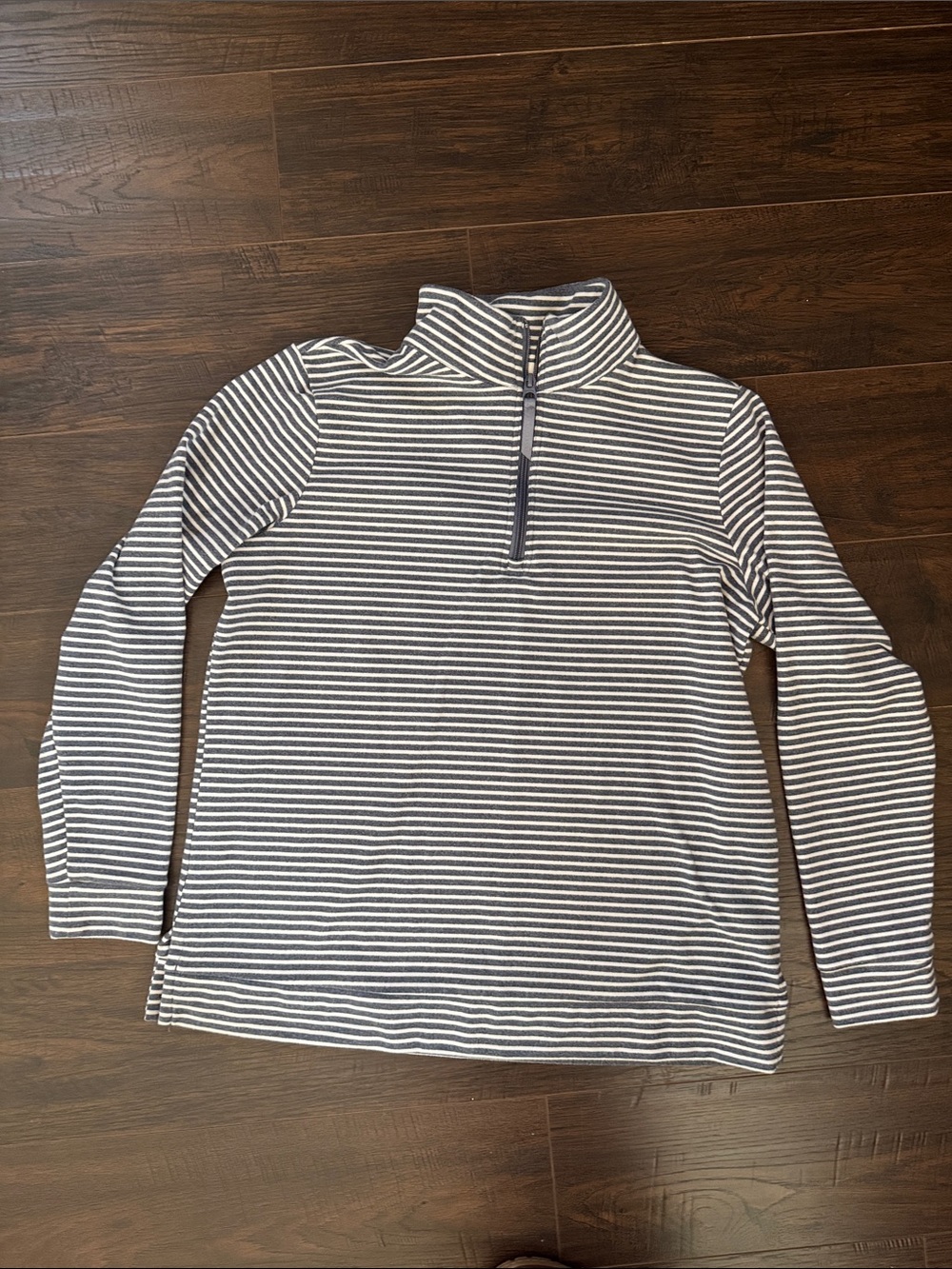 croft & barrow Navy and White Striped Quarter-Zip Pullover